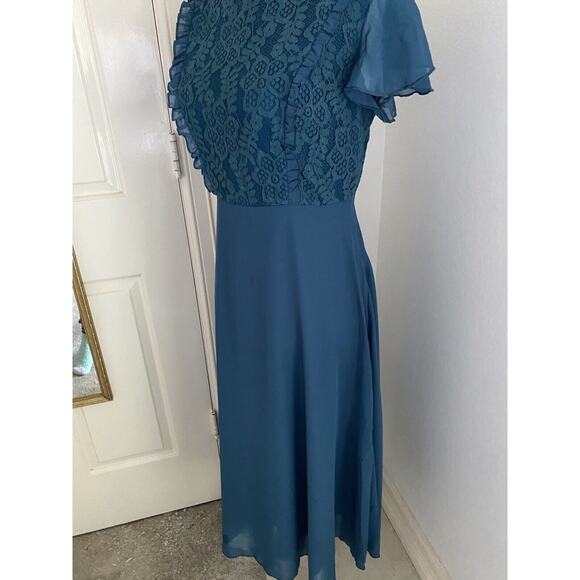 NWT JJ's House A-line Scoop Ink Blue Chiffon Bridesmaid Dress Small - Picture 6 of 16